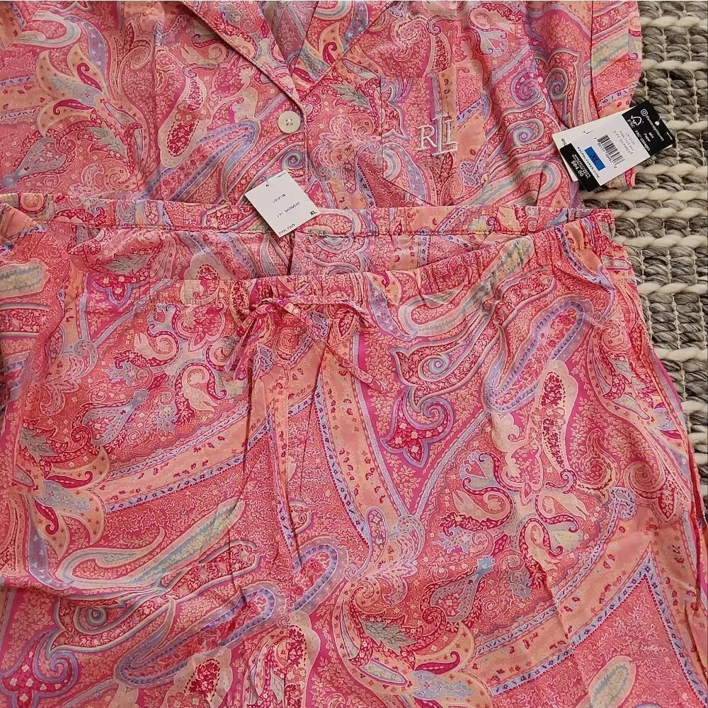 Lauren Ralph Lauren Paisley Two Piece Shorts Pajama Size XL